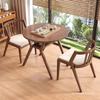 Juego de Tres Piezas de Mesa y Sillas de Ocio para Balcón Mesa de Té de Madera Maciza Una Mesa Combinación de Dos Sillas para Hogar Pequeño Mesa Redonda Mesa de Té y Café