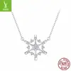 Colar Yinziyun Original Floco de Neve de Inverno Prata Esterlina S925 Feminino Estilo Romântico Doce Corrente de Clavícula Outono e Inverno Corrente de Suéter