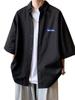 Camisas Casuais Esportivas Finas de Manga Curta para Homens Estilo Hong Kong Estilo Japonês Camisas e Jaquetas de Manga Meia para Meninos Modernos