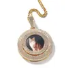 Nuevo colgante giratorio para fotos DIY de 65 mm con incrustaciones de cobre y circonita AAA, colgante pesado de hip hop, regalo de vacaciones