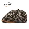 Boné Forward Estampa de Leopardo Retrô Americano para Mulheres, Boné de Baseball Tendência Estilo de Rua com Seis Painéis, Boina Casual Pintor Retrô Britânica