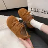 Zapatos de Cuero con Cordones y Hebilla Estilo Retro para Mujer 2026 Nuevo Estilo de Otoño Suela Plana Altura Pequeña Versátiles Casuales Boca Baja Zapatos de Salón para Mujer