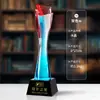 Trofeo de Cristal de Colores Columna Retorcida Estrella de Cinco Puntas Personalizado Anual Corporativo Empleado Destacado Competencia de Equipo Premio