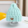 Estilo Coreano Nueva Lana Gorro Individual Oso Dibujo Animado Jersey Cálido Sombrero de Primavera y Otoño Simple Combinable Protector de Orejas para Niños y Niñas