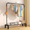 Cabideiro Simples Varal de Chão para Interior Casa Quarto Cabideiro de Duas Barras Varal de Roupa para Varanda
