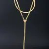 Corrente Dourada Tendência Osso de Cobra com Pingente de Franja para Mulheres Europeias e Americanas, Corrente para Clavícula Elegante Personalizada de Nicho