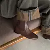 Botines Chelsea de piel de vaca lavada de alta calidad muy versátiles Otoño/Invierno 2026 tacón bajo grueso punta redonda piel genuina slip-on tobilleros para mujer