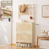 Gabinete de Zapatos Ultradelgado para Entrada, Almacenamiento Integrado y Diseño de Ganchos, Gabinete Vertical con Puertas abatibles, Zapatero de Piso para Pasillo del Hogar, ¡Wow!