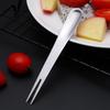 Tenedor de fruta creativo de acero inoxidable, tenedor de refrigerio de estilo occidental, cuchara multifuncional de doble propósito, tenedor de una pieza, tenedor de pastel de dos dientes