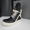 RO Plataforma de Unión Cruzada de Triángulo Invertido Zapatillas Casuales de Caña Alta para Hombre Zapatos de Moda Oscura Europeos y Americanos Zapatilla para Pareja