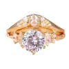 Anillo Bordado Pesado Transfronterizo con Zirconias Múltiples tipo Estrella, Racimo Irregular de Diamantes Redondos Incrustados, Banda Ancha, Joyería Elegante y Versátil