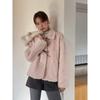 North Island WinterGeming Cor Blocos Retro Laço de Gravata Casaco de Pele Inverno Feminino Top N744C