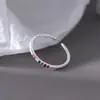 Anel Colorido de Diamante Círculo Fino Geométrico para Mulheres, Versátil, Doce e Cool Anel Aberto, Arco-Íris Melhor Amiga Nicho Elegante Anel para Dedo Indicador