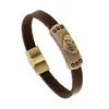 Moda coreana pulsera de aleación de piel de vaca amor 520 pulsera de pareja de cuero genuino hebilla de metal pulsera de cuero genuino hecha a mano