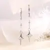 Brincos de Estrela de Quatro Pontas com Zircônia Inlaid Feitos à Mão Aurora de Primavera Brincos Argola Estrela Cruz Longa Brincos Barrocos Venda por Atacado