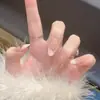 Explosiones de TikTok Usan Armadura Placas de Armadura Prefabricadas Sentido Avanzado Placas de Manicura Hechas a Mano Placas de Uñas Postizas Francesas con Lazo de Amor