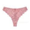 Tanga transparente sexy de encaje para mujer, lencería seductora de cintura baja con diseño hueco en T