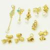 Pingente de laço antigo com pérolas incrustadas em ouro para pulseira DIY, cordão de colar, acessórios de orquídea Jinling de areia