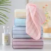 Etiquetado Transfronterizo, Rayas de Color Catiónico Tejido de Punto por Urdimbre, Toallas Gruesas de Terciopelo Coral, Toallas de Baño, Suaves, Absorbentes y Libres de Pelusa