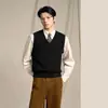 Suéter Tricô Colete Melard Masculino Estilo College Cardigã Sem Manga Suéter Outono e Inverno Fábrica Transfronteiriça Venda por Atacado