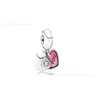 Panjia Dora Plata de Ley S925 Corazón Rosa Flor de Primula Colgante Pulsera Redonda con Cuentas Pulsera Accesorios DIY