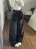 Jeans Negros y Grises con Brillantina Plateada para Mujer, Nuevo Verano 2026, Cintura Alta, Diseño Holgado, Pantalones Casuales Relajados, Modernos