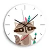 Reloj de pared lindo con patrón de animal zorro, puntero de metal acrílico silencioso, venta al por mayor