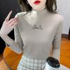 121 # Camiseta de Manga Larga para Mujer Cuello Alto (Toma real) (100% Otro) (Aumentar 2Xl/3Xl)