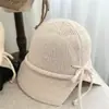 Sombrero de Cubo de Color Sólido con Lazo y Abertura Trasera para Mujer, Nuevo de Primavera, Casual, para Adelgazar la Cara, Sombrero de Punto, Protección Solar, Sombrero de Cubo