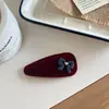 Pasador de Pelo de Terciopelo con Lazo Retro Francés Gama Alta Accesorios para el Cabello para Flequillo de Otoño e Invierno Clip BB Nuevo Tocados de Otoño e Invierno Pasador de Pelo