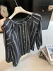 Camisa feminina listrada de manga comprida estilo vintage francês, nova coleção de outono, corte solto, elegante e adequada para o trabalho, cor damasco, outras cores disponíveis