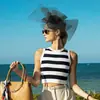 Accesorios para el Cabello de Malla con Plumas Exageradas Retro Europeas y Americanas para Novias, Accesorios de Diadema con Lazo para Vestidos de Fiesta de Té para Mujeres, Sombrero Grande