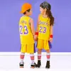 Traje de Baloncesto Infantil Niños y Niñas Estampado Número Jardín de Infancia Estudiantes de Primaria China No.23 Manga Corta Jersey de Competición