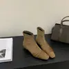 Nuevas Botas Cortas Retro Francesas 2026 Otoño/Invierno con Punta Cuadrada, Aumento Interno de Altura para Mujer, Versátiles, de Moda, Adelgazantes, de Caña Corta
