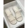 Zapatillas Suaves Brisa Nocturna para Mujer 2026 Verano Nuevos Sandalias Plateadas Estilo Francés para Playa con Tacón Grueso y Lazo