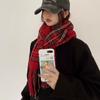 Bufanda de Invierno para Mujer con Tacto de Alta Gama, Chal a Cuadros, Nueva Bufanda Versátil Estilo Coreano Atmosférica de Otoño 2026, Engrosada y de Doble Uso