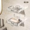 Jabonera sin perforaciones para pared, de uso doméstico, de alta calidad, para baño, con drenaje, estante para guardar jabón, jabonera de doble capa