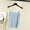 Camisola de Modal con Cuello en V para Mujer, Ropa de Verano para Llevar por Encima, Camiseta Base de Manga sin Mangas con Bloques de Color, Ajustada, Top Adelgazante que se Puede Usar por Fuera