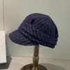 Gorra de Béisbol a Rayas para Mujer Otoño e Invierno 2025 Moda Coreana Sombrero de Equitación Mezcla de Lana Hace que la Cara Parezca Más Pequeña Sombrero de Alta Gama de Moda