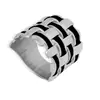 Anillo de titanio chapado en oro coreano simple geométrico hueco tejido peso color esmalte sentido del diseño