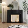 Armário Decorativo de Lareira Preto Vintage Estilo Francês para Sala de Estar, Prateleira de Entrada Eletrônica com Chama Simulada Estilo Europeu e Americano