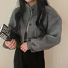 Abrigo de lana casual holgado de longitud corta, estilo coreano, de cuello alto, moderno y genial, para otoño e invierno, de nicho, para mujer