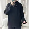 Camiseta de Terciopelo con Cuello Mock para Hombre Otoño e Invierno Marca de Tendencia Pulóver Holgado Sencillo Color Sólido Camisa Base de Manga Larga