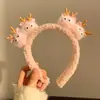 Faixa de Cabelo de Pelúcia Desenho Animado para Mulheres 20256 Nova Outono e Inverno Faixa Fofa para Lavar o Rosto, Presilha de Cabelo Antiderrapante e Segura
