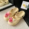 Sandálias Borboleta Orquídea Pérola Estilo Suave para Mulheres, Tamancos de Verão com Sola Macia de EVA, Leves, Suporte Leve para Arco, Mary Jane