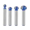 Conjunto de 4 peças de fresa Yusheng profissional, haste de 1/4, fundo redondo, para marcenaria, fresadora, cortador de ranhuras, cabeça de fresa semicircular para relevo, lâmina para máquina de gravação