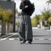 Moda de otoño e invierno para hombre, pantalones de trabajo deconstruidos modernos y únicos, pantalones de trabajo versátiles de estilo japonés con cordón, corte slim fit, holgados