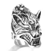Anillo de cabeza de lobo anillo electrochapado joyería personalizada de moda anillo grande al por mayor anillo de acero inoxidable