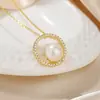 Nuevo Estilo Simple Moda Geométrico Redondo Perla de Agua Dulce Natural Colgante para Mujer de Gama Alta Nicho Accesorios de Collar de Plata de Ley