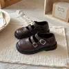 Zapatos retro de cuero para niños estilo británico, planos de otoño para niñas, zapatos de rendimiento de corte bajo para niños, zapatos escolares modernos para niños